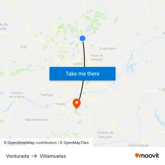 Venturada to Villamuelas map