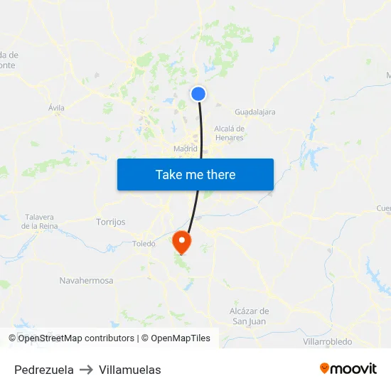 Pedrezuela to Villamuelas map