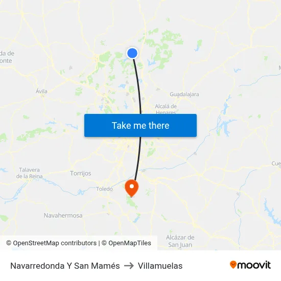 Navarredonda Y San Mamés to Villamuelas map