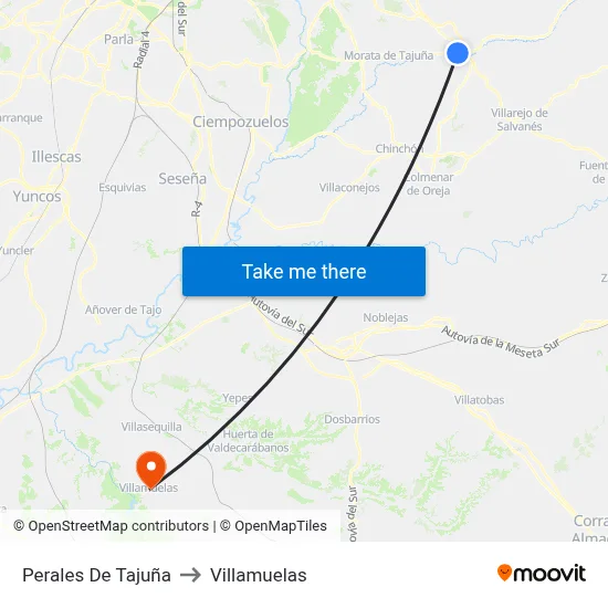 Perales De Tajuña to Villamuelas map