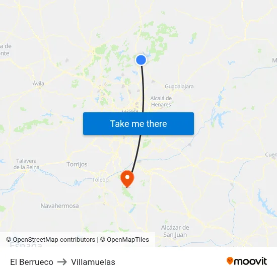 El Berrueco to Villamuelas map