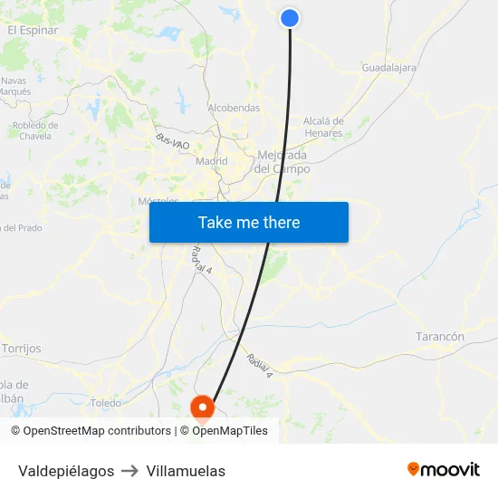 Valdepiélagos to Villamuelas map