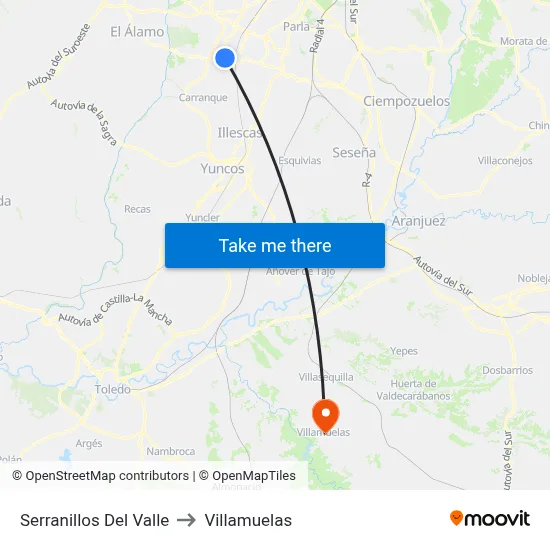 Serranillos Del Valle to Villamuelas map