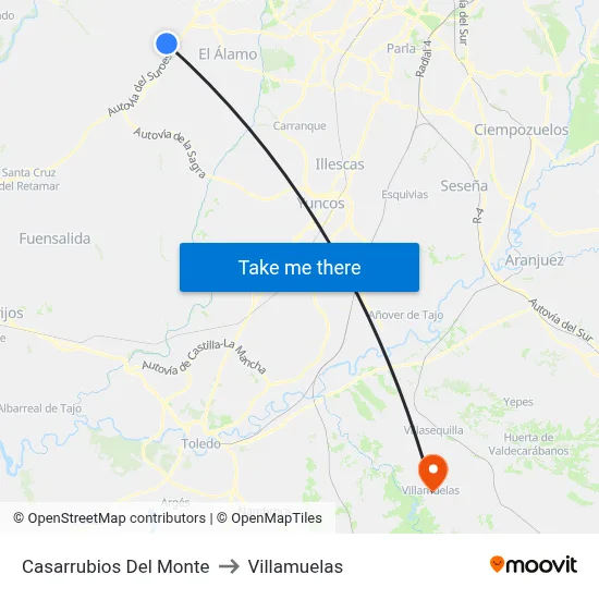 Casarrubios Del Monte to Villamuelas map