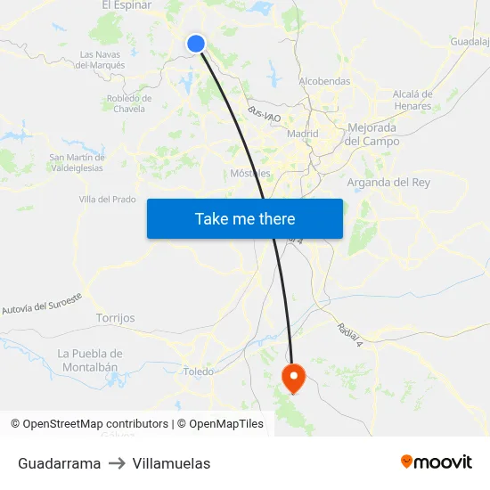 Guadarrama to Villamuelas map