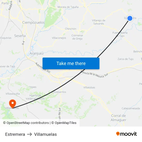 Estremera to Villamuelas map