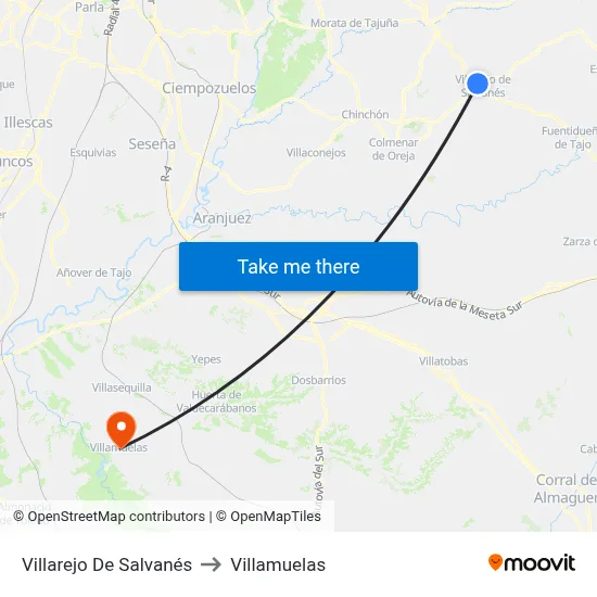 Villarejo De Salvanés to Villamuelas map