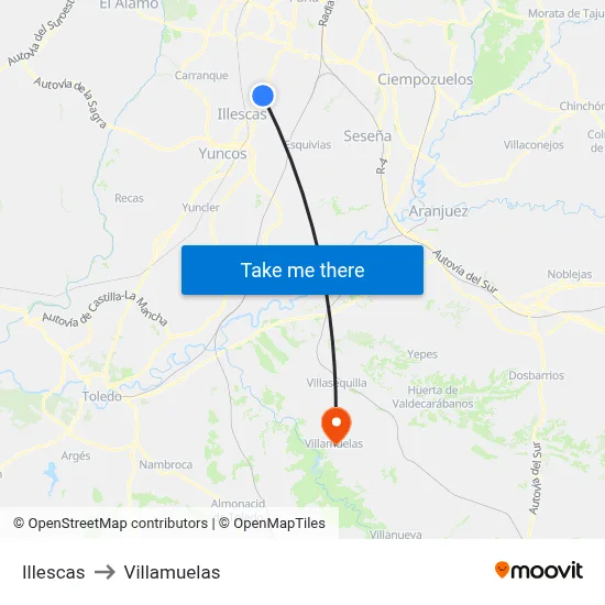 Illescas to Villamuelas map