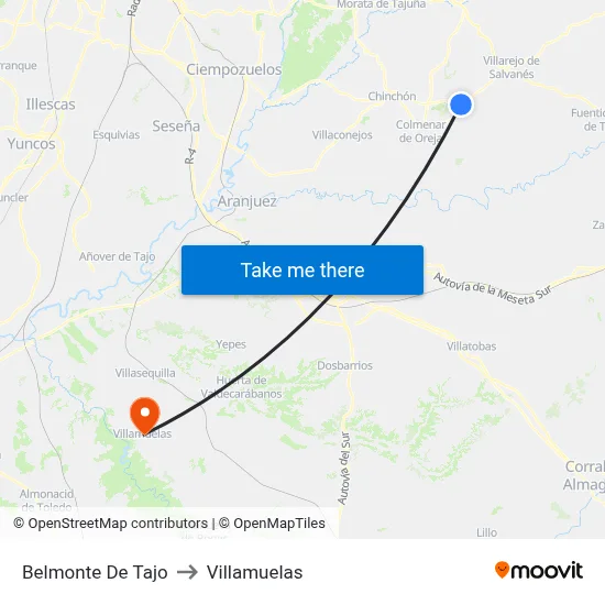 Belmonte De Tajo to Villamuelas map