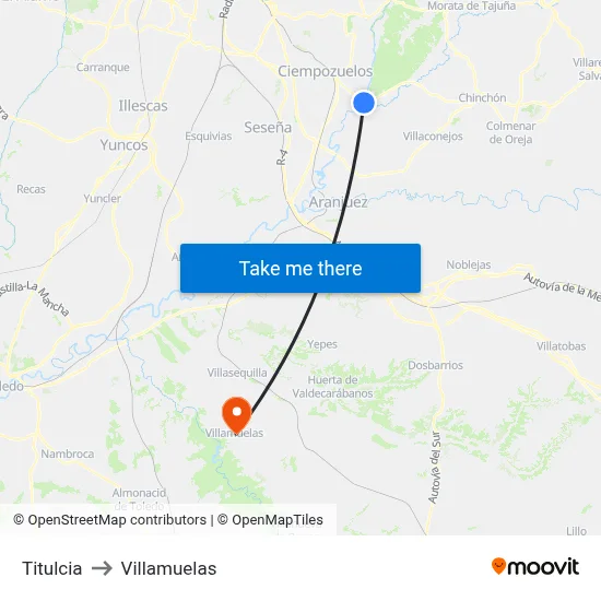 Titulcia to Villamuelas map