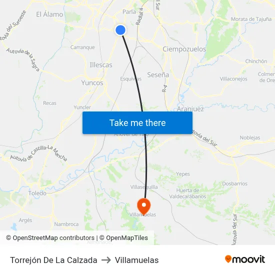 Torrejón De La Calzada to Villamuelas map