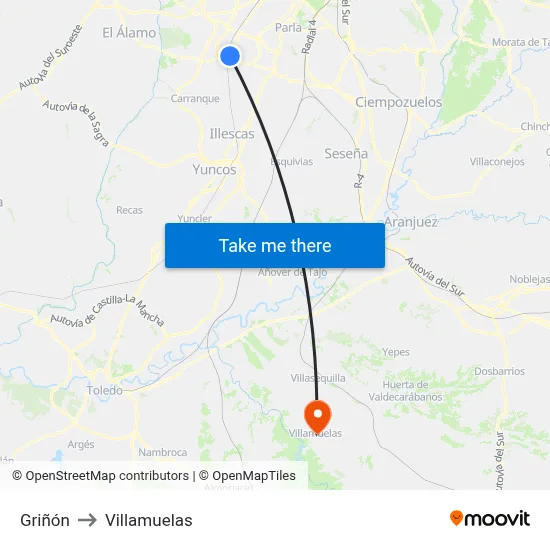 Griñón to Villamuelas map