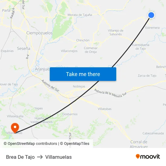 Brea De Tajo to Villamuelas map