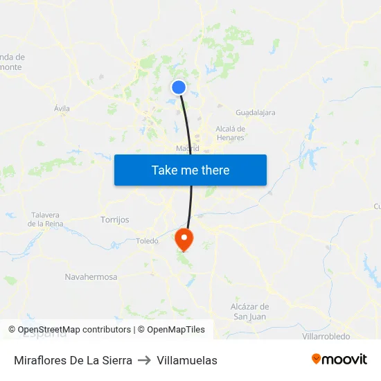 Miraflores De La Sierra to Villamuelas map