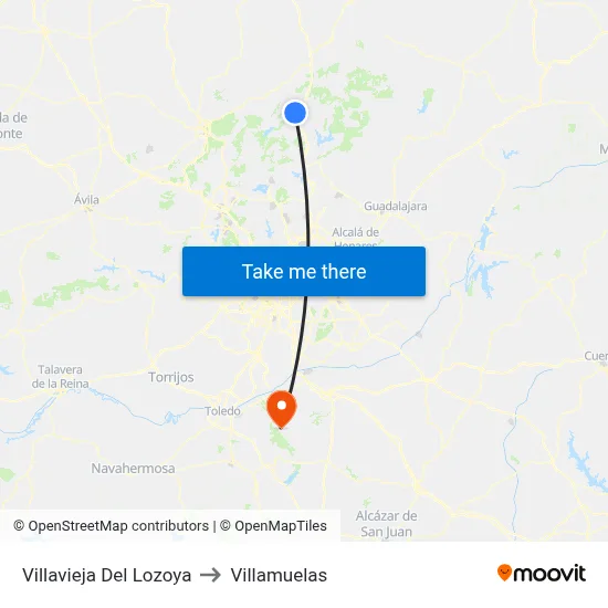 Villavieja Del Lozoya to Villamuelas map