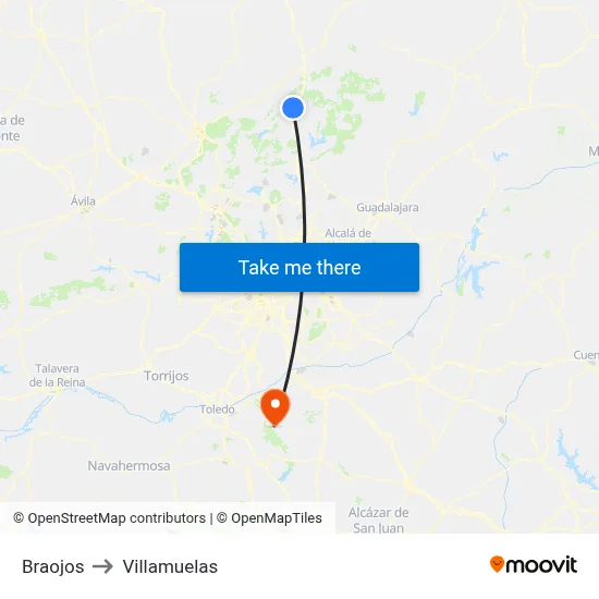 Braojos to Villamuelas map