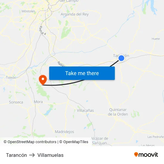 Tarancón to Villamuelas map