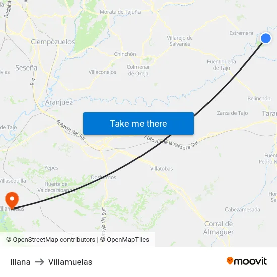 Illana to Villamuelas map