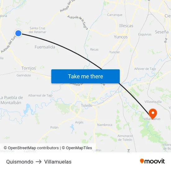 Quismondo to Villamuelas map