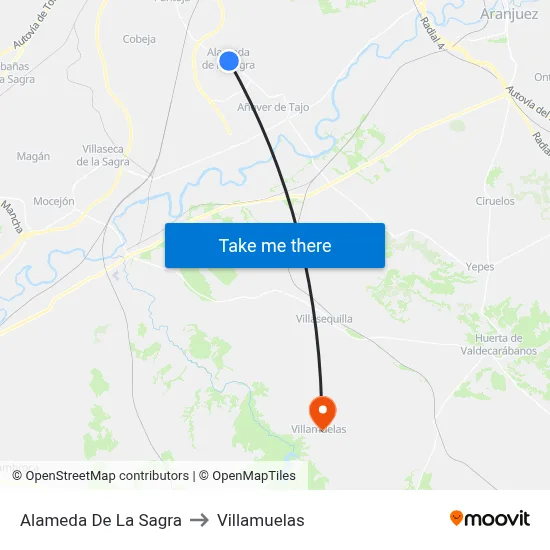 Alameda De La Sagra to Villamuelas map
