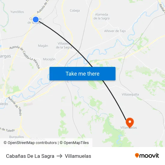 Cabañas De La Sagra to Villamuelas map