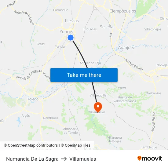 Numancia De La Sagra to Villamuelas map