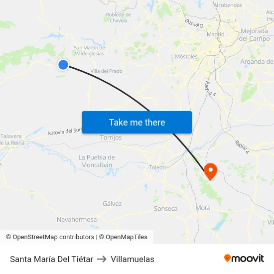 Santa María Del Tiétar to Villamuelas map
