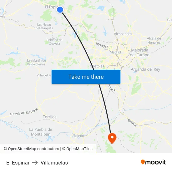 El Espinar to Villamuelas map