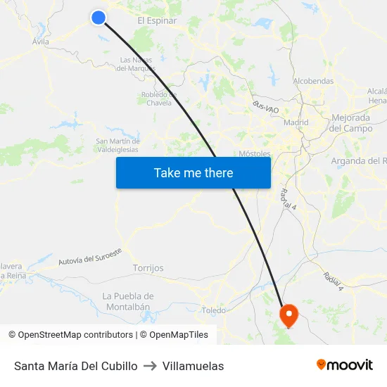Santa María Del Cubillo to Villamuelas map
