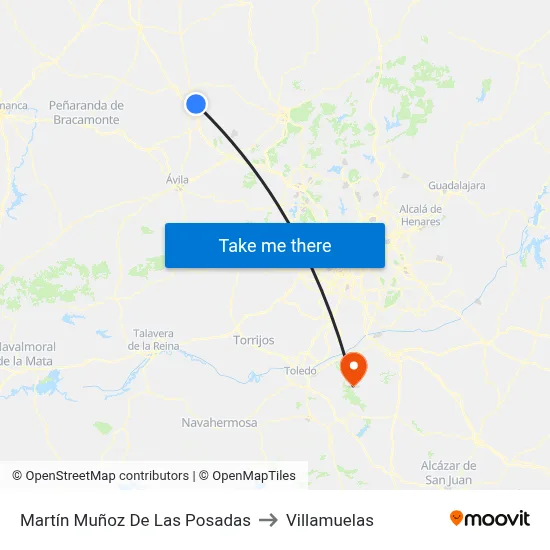 Martín Muñoz De Las Posadas to Villamuelas map