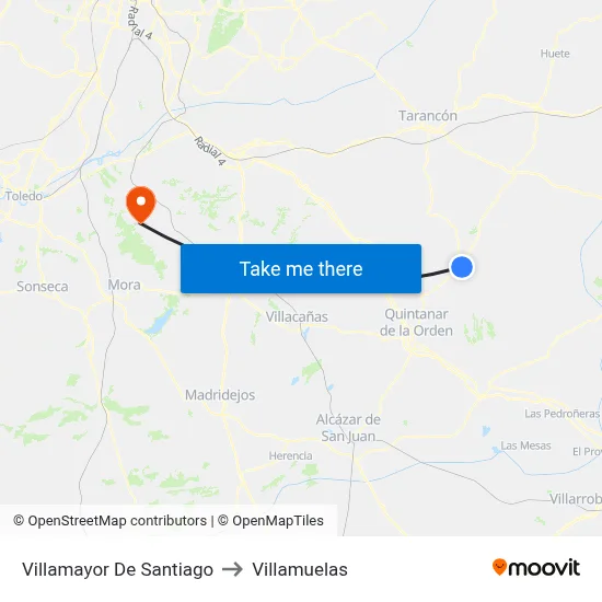 Villamayor De Santiago to Villamuelas map