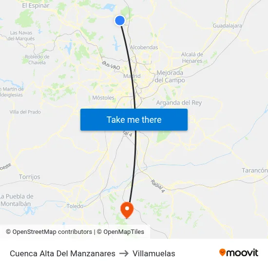 Cuenca Alta Del Manzanares to Villamuelas map