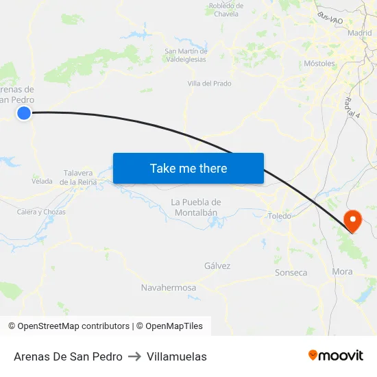 Arenas De San Pedro to Villamuelas map