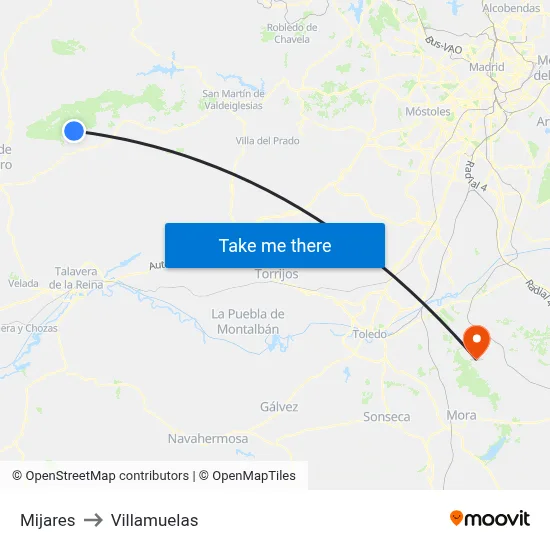 Mijares to Villamuelas map