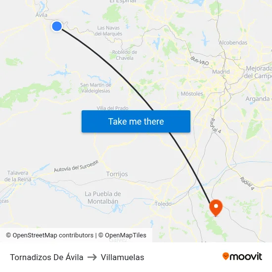Tornadizos De Ávila to Villamuelas map