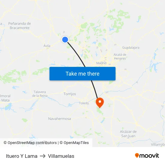 Ituero Y Lama to Villamuelas map