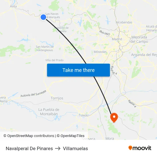 Navalperal De Pinares to Villamuelas map