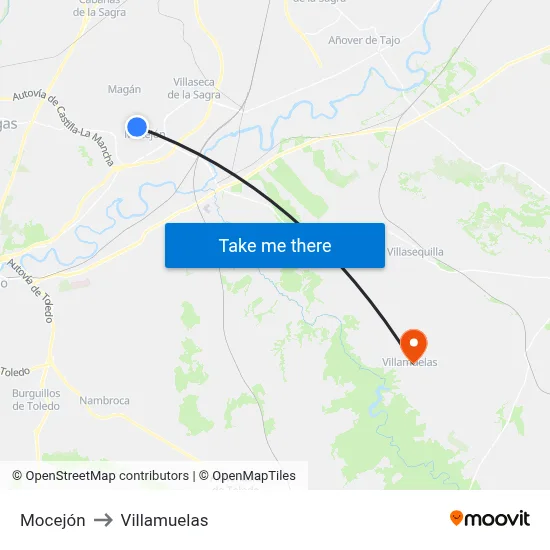 Mocejón to Villamuelas map