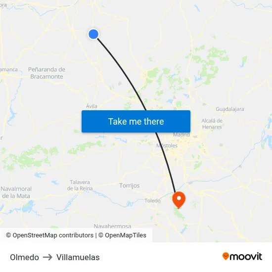 Olmedo to Villamuelas map