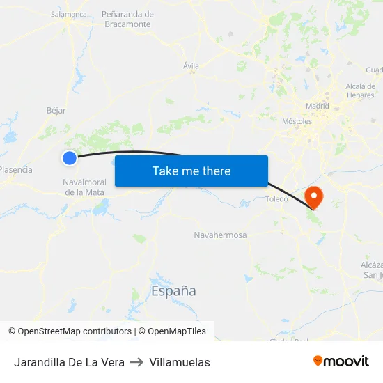 Jarandilla De La Vera to Villamuelas map
