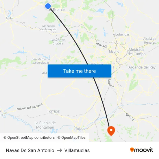 Navas De San Antonio to Villamuelas map