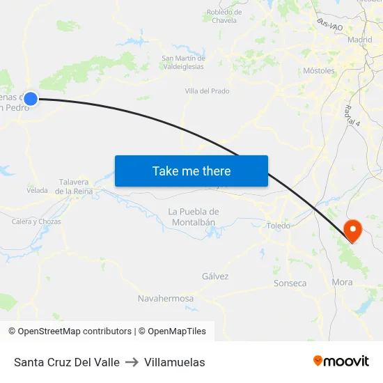 Santa Cruz Del Valle to Villamuelas map