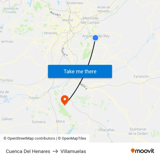 Cuenca Del Henares to Villamuelas map