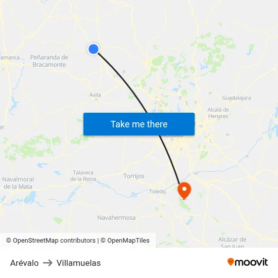 Arévalo to Villamuelas map