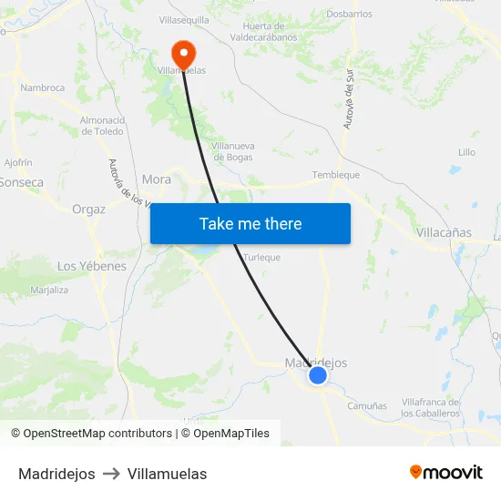 Madridejos to Villamuelas map