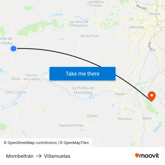 Mombeltrán to Villamuelas map