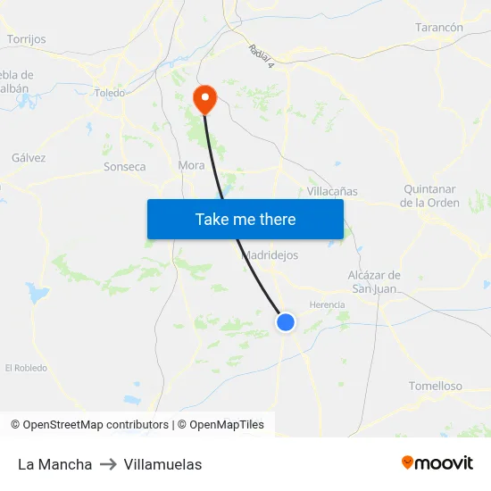La Mancha to Villamuelas map