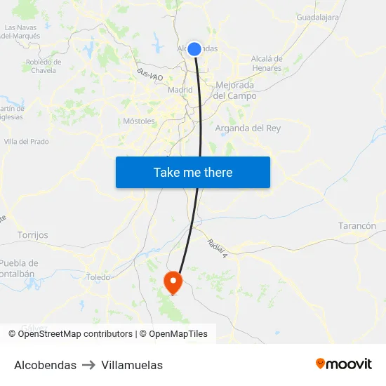 Alcobendas to Villamuelas map