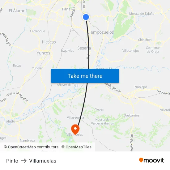 Pinto to Villamuelas map