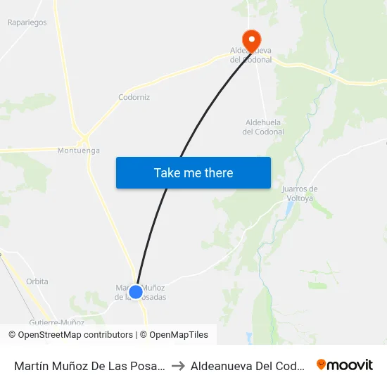 Martín Muñoz De Las Posadas to Aldeanueva Del Codonal map